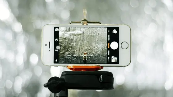 phone mounted on a phone holder