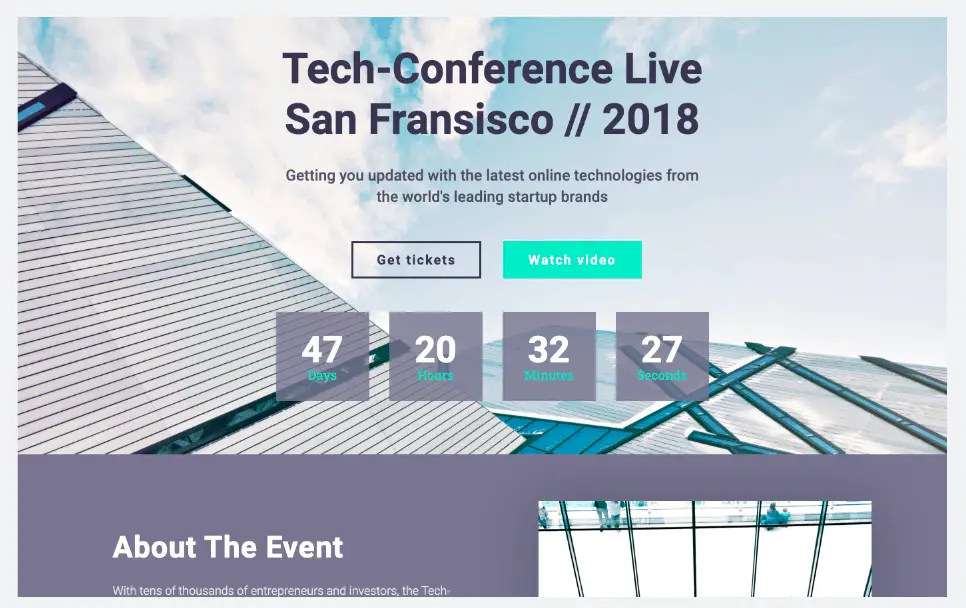 tech-conference landing page