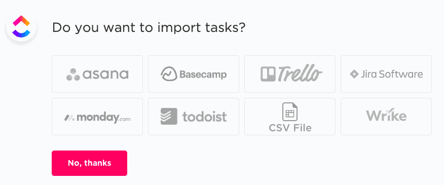 Allows you to import from Asana