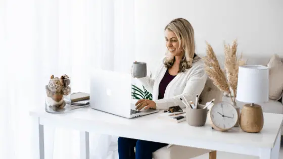 workingwoman sitting on her desk