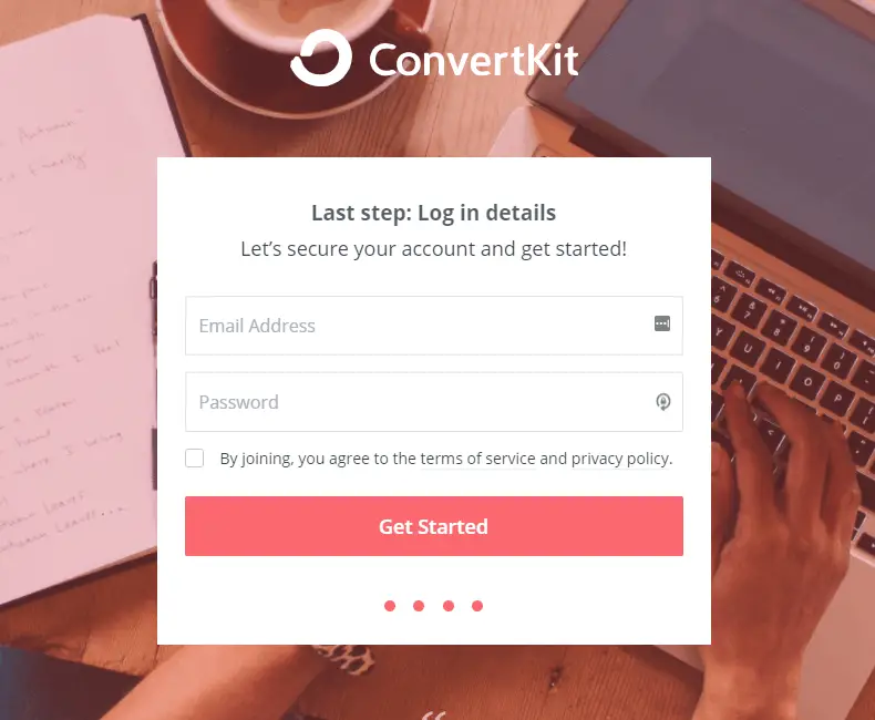 ConvertKit sign up landing page