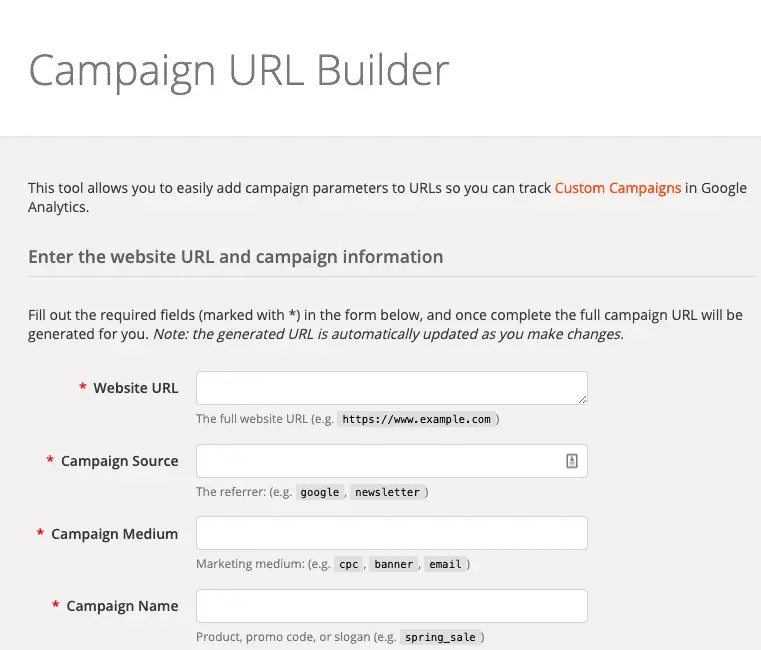 Google URL builder