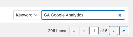Type GA Google Analytics