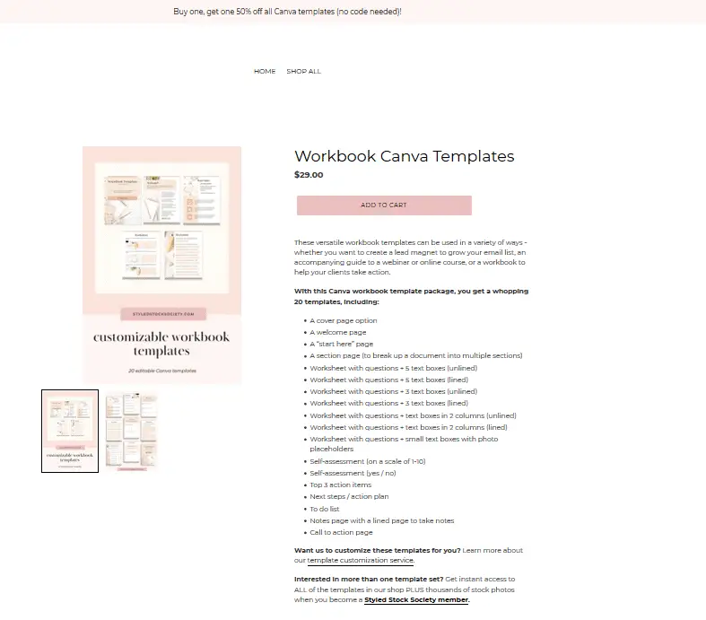 Workbook Canva templates - Styled Stock