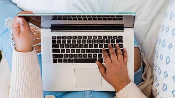 woman using a laptop