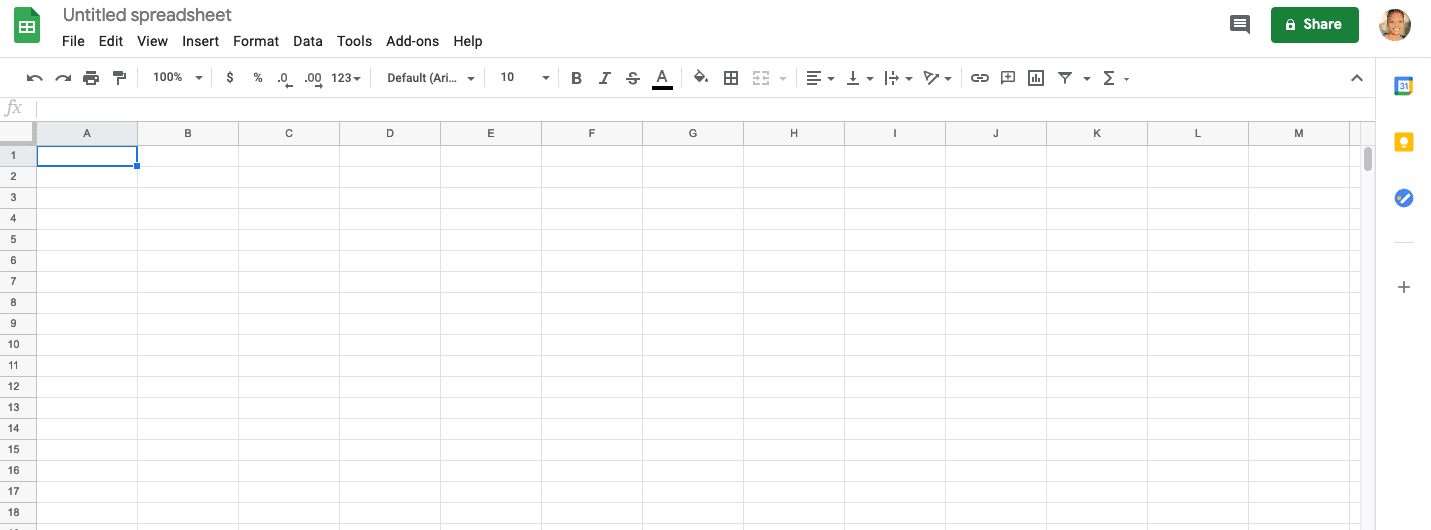 Create a blank Google Sheet