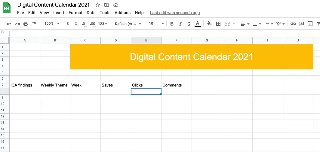 columns for ICA, goals and themes