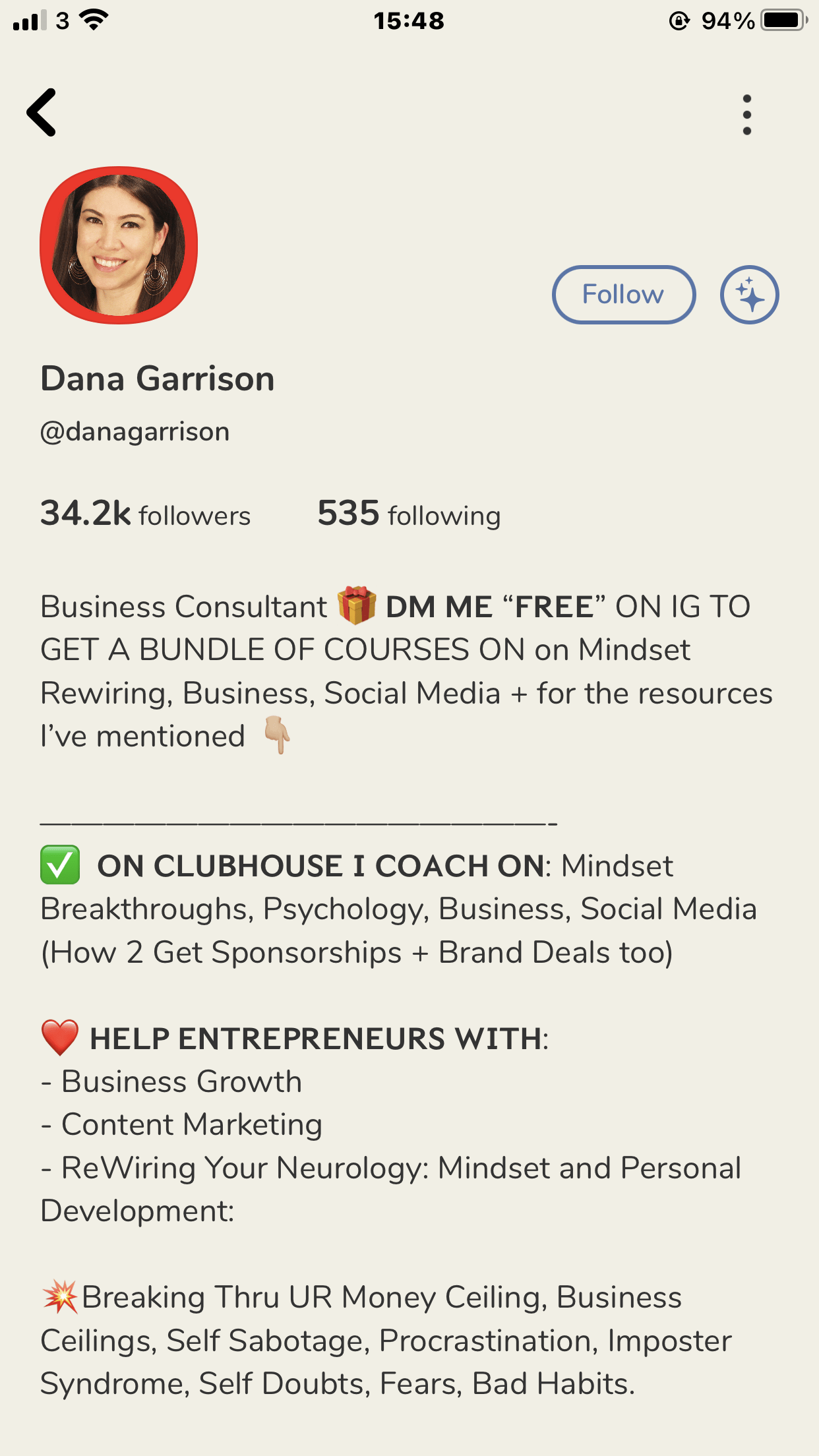 Dana Garrison profile on Clubhouse