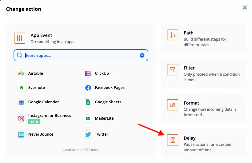 Delay option in Zapier