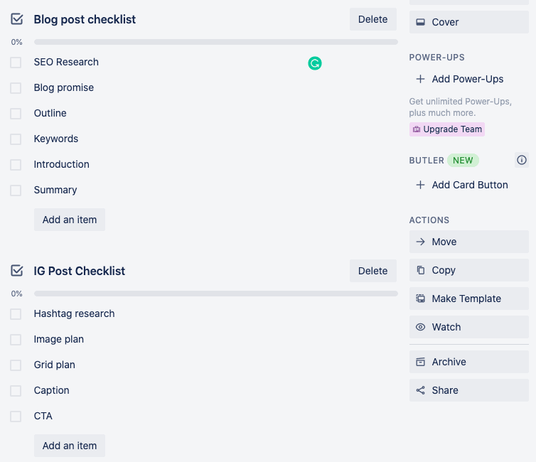 Trello Checklists