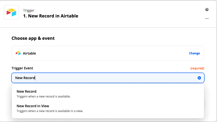 Trigger event is new record