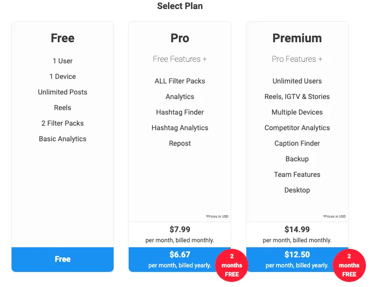 Preview price plan