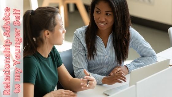 two women talking