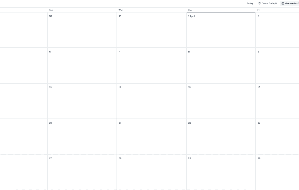 Calendar view in Asana