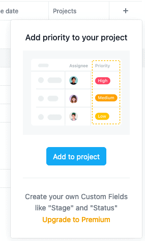 custom fields in Asana