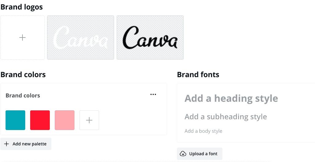 image showing the brand kit area inside Canva