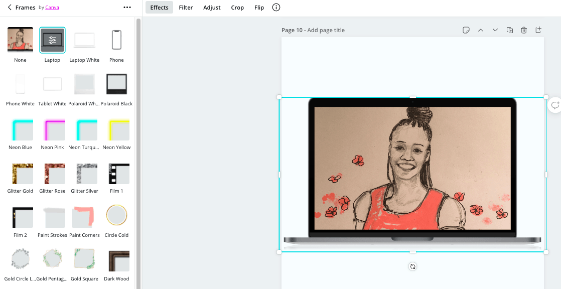 screenshot of frames feature in Canva