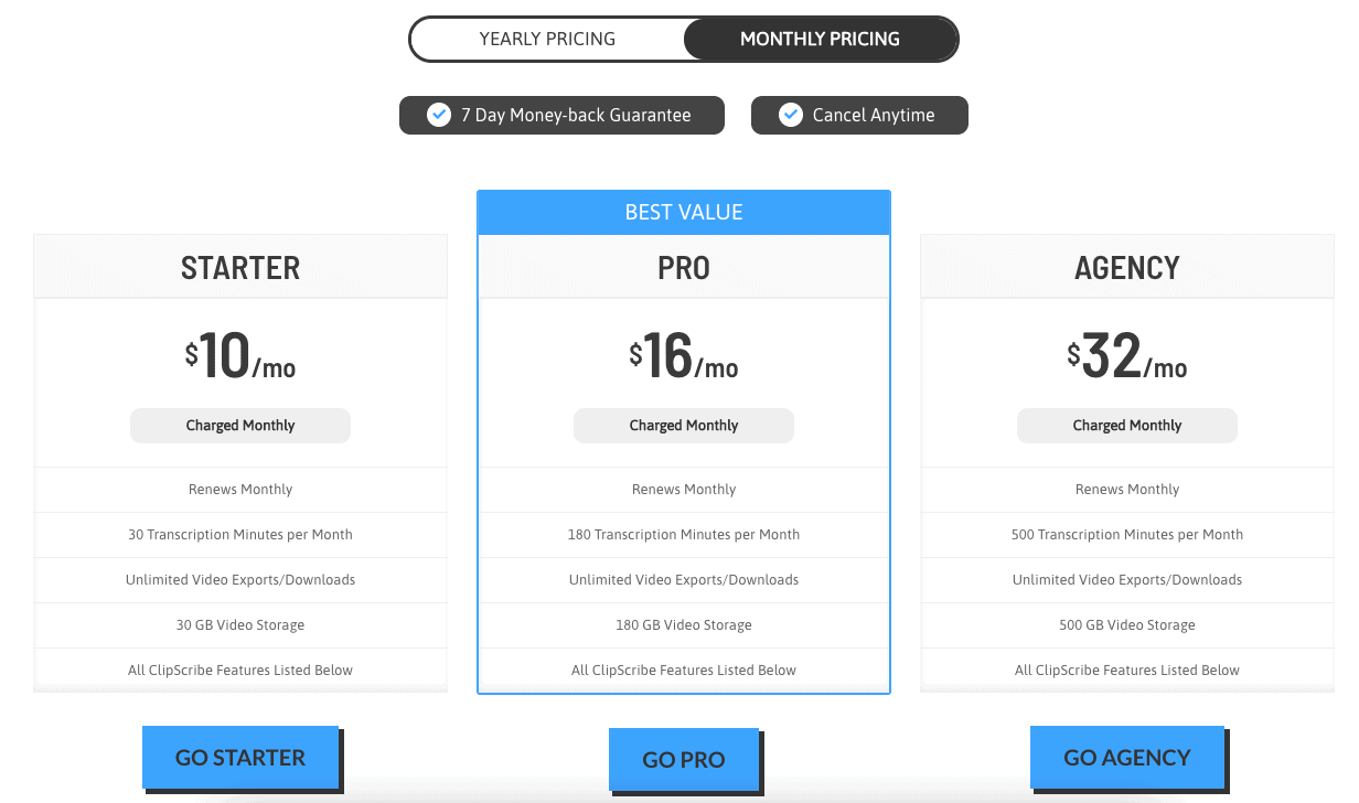 ClipScribe Pricing Plan