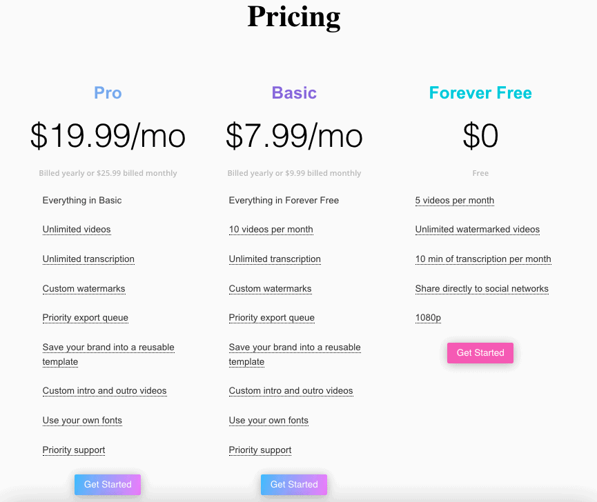 Headliner pricing plan