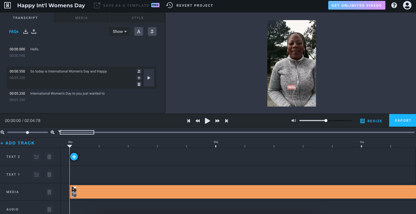 Headliner video transcription