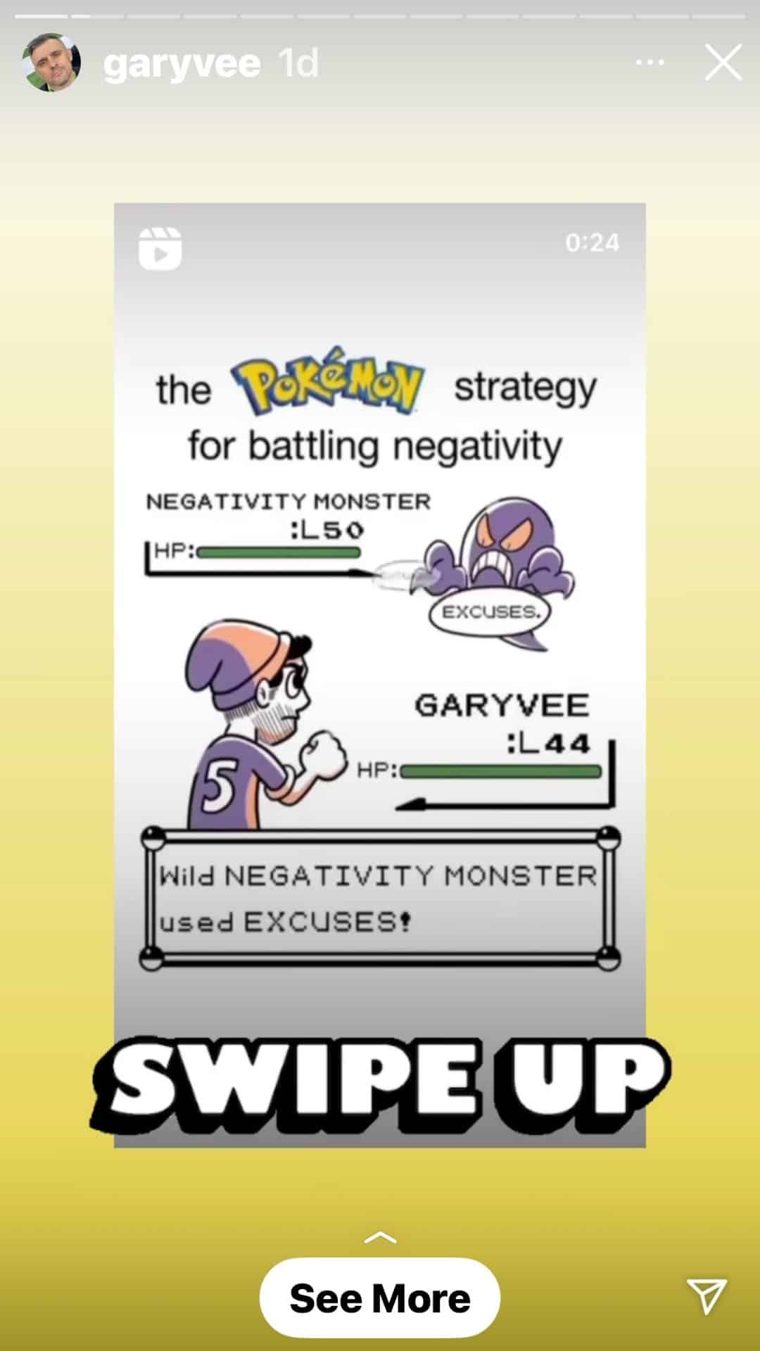 IG Story of a pokemon battle from garyvee