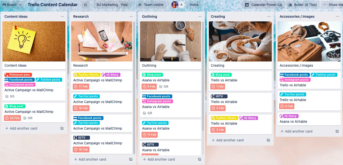 Trello kanban boards