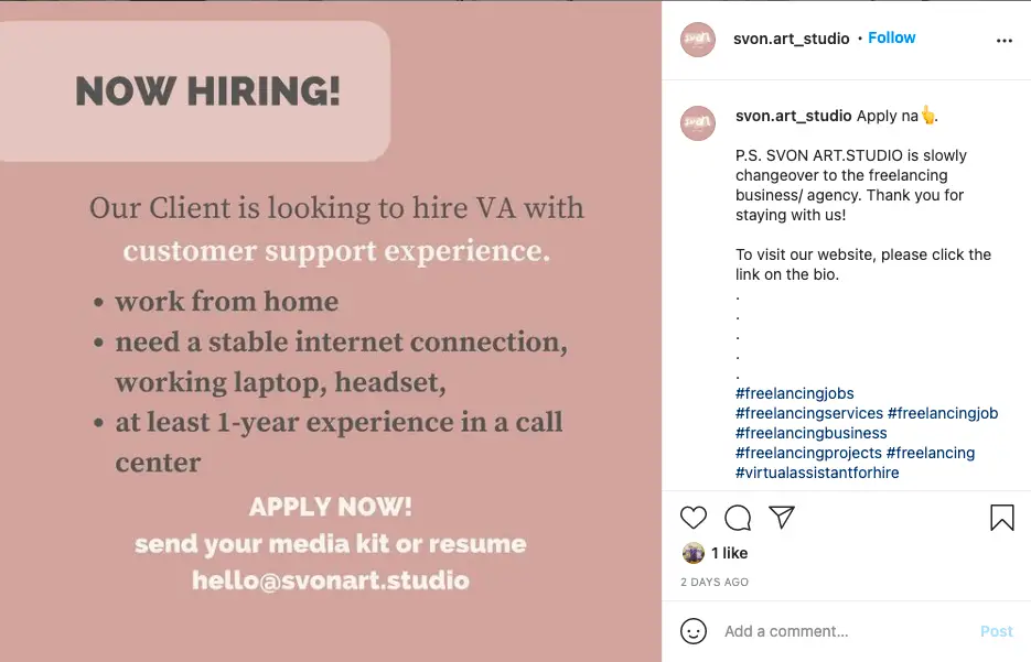 VA job on IG Feed