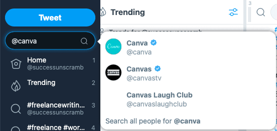 Canva search - TweetDeck