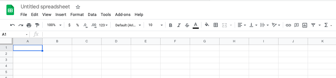 Blank spreadsheet