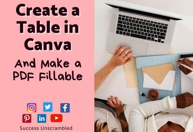 How to make a table in canva and make the pdf fillable 