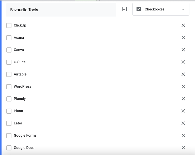 Favourite tools - Google forms