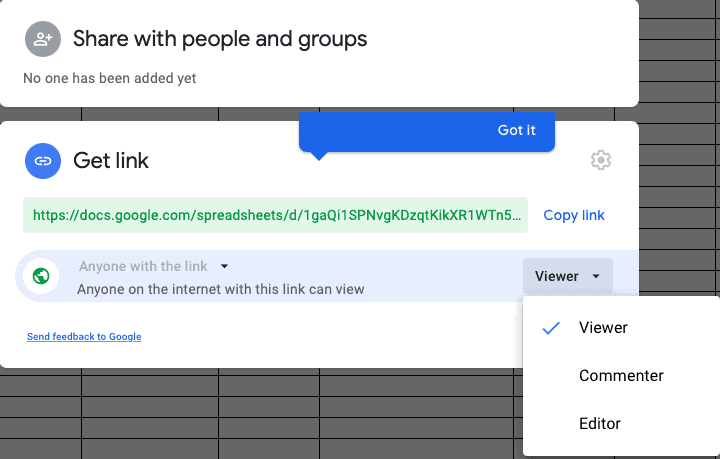 Google Docs Sharing Levels