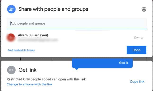 Google Docs Sharing - blur