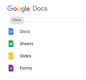 Google Docs hamburger menu