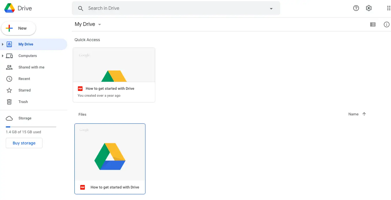 Google drive after login