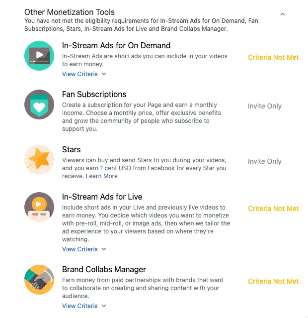 Other monetization tools on facebook