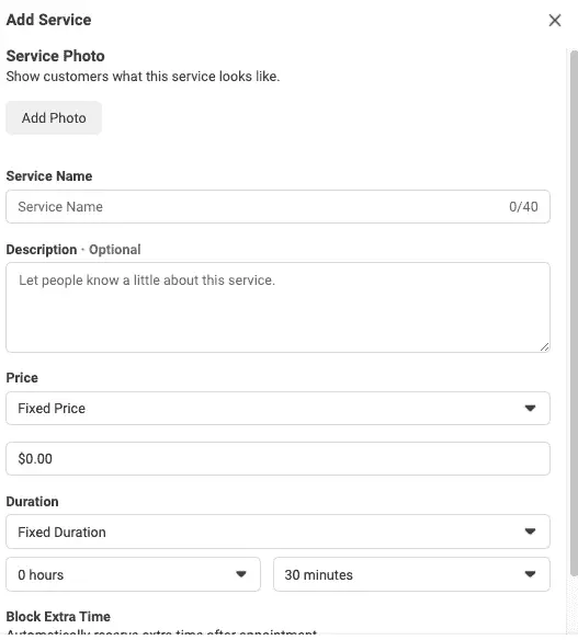 Add service form