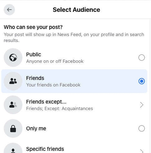 Choosing who sees post