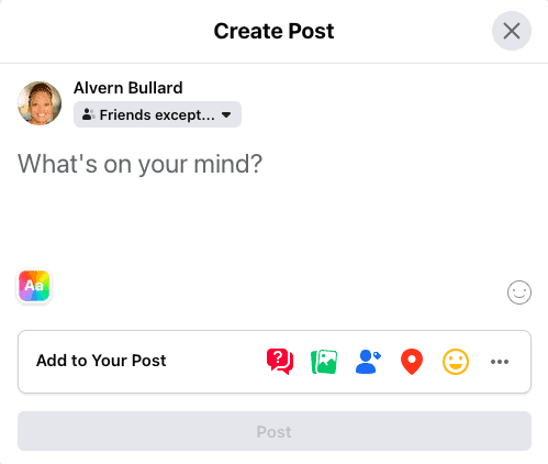 FB post writing area
