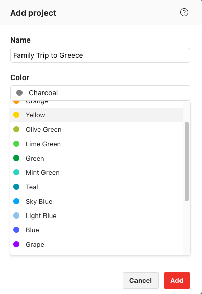 Project color - Todoist
