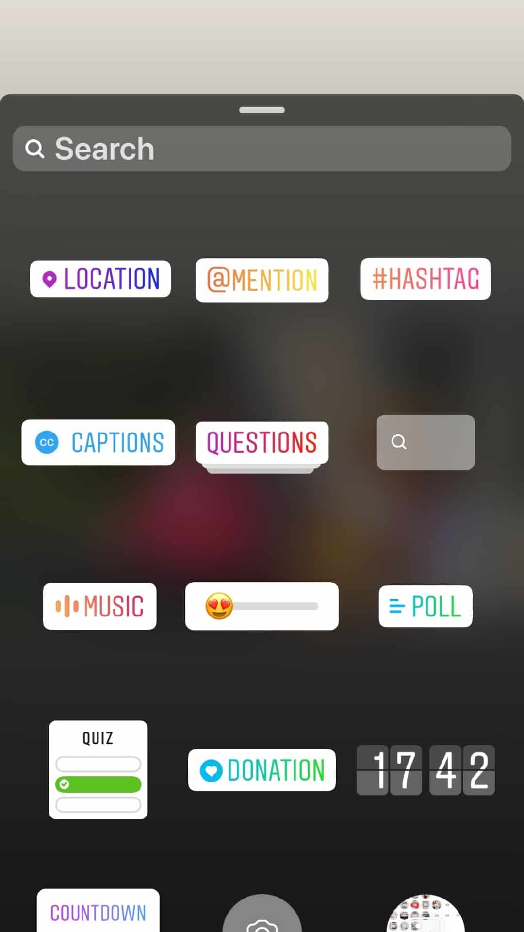 sticker section in Instagram