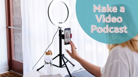 woman making a video podcast