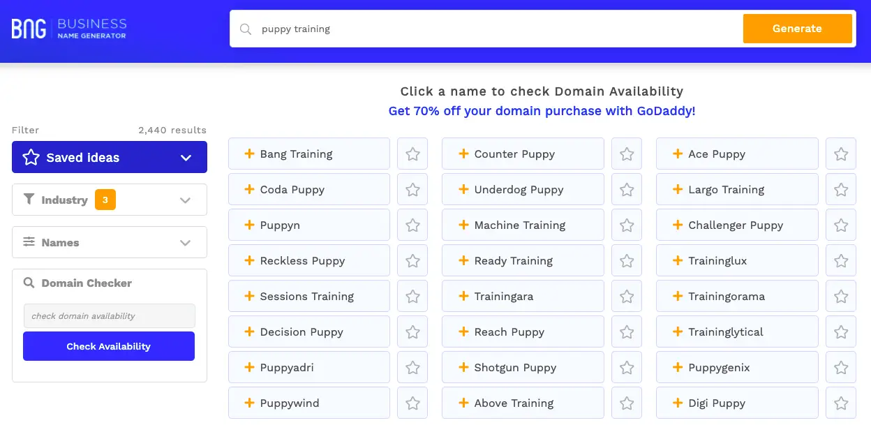 BNG available domain on pupy training niche