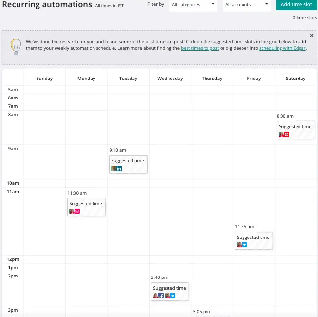 content calendar on MeetEdgar