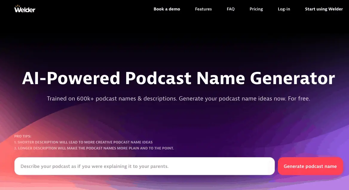 Welder AI-Powered Podcast Name Generator