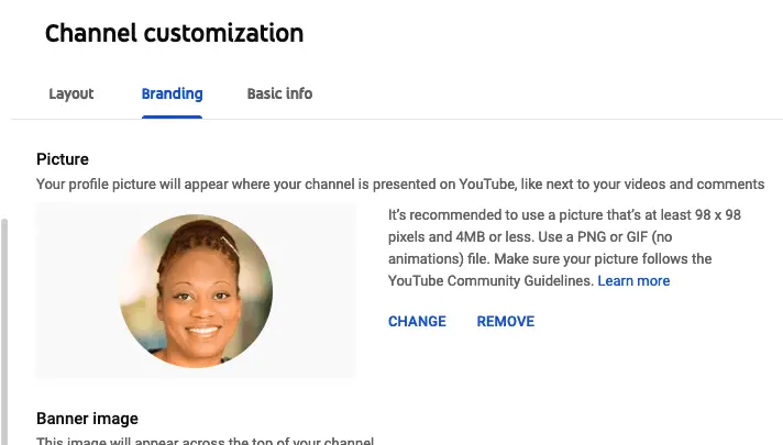 Youtube channel customization