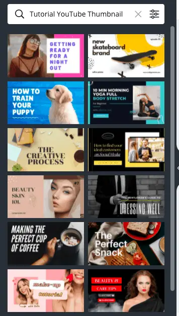 Youtube thumbnail templates on Canva