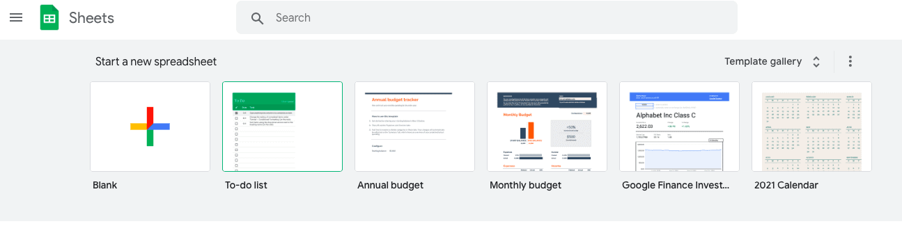 Google spreadsheet template gallery