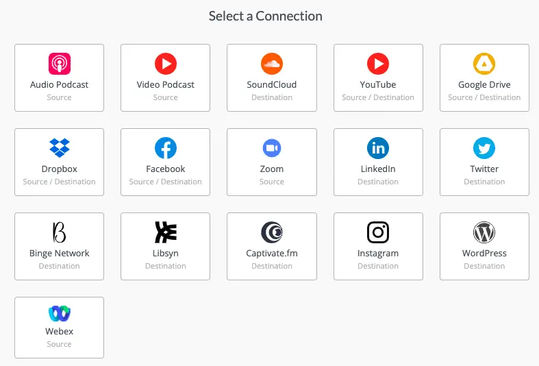 Repurpose select a connection settings