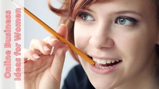 woman biting the back of the pencil